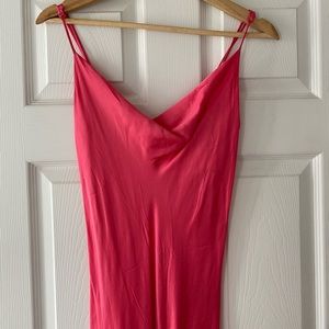 Zara - fushia satin cowl neck dress - s